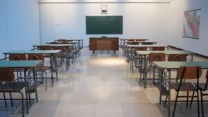 empty classroom in a school